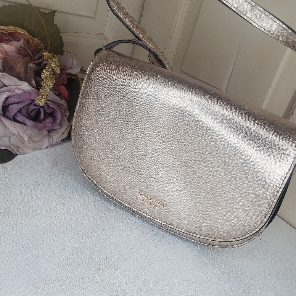 NEW Kate Spade Flap Crossbody Rose Gold Metallic